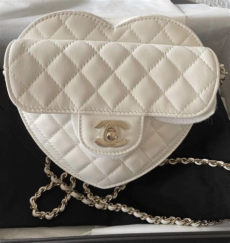 chanel white heart bag|Chanel heart bag price.